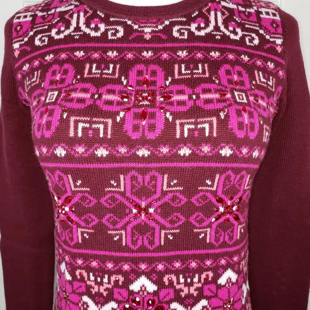 Talbots Nordic Wool Blend Embellished Sweater NWT ($99.99) - Picture 2 of 8